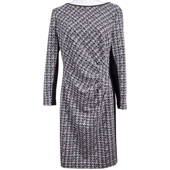 RALPH LAUREN Houndstooth Colorblock Sheath Dress Size 14 Slimming Black White - Picture 5 of 16